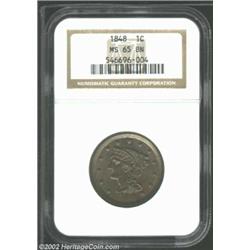 1848 1C MS65 Brown NGC. N-41, R.1. The central devices are boldly struck, while a few stars lack com