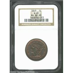 1849 1C MS66 Red and Brown NGC. N-20. There is plenty of rich, red colored luster remaining on both.