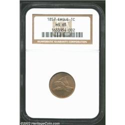 1857 1C MS65 NGC. Doubled Die Obverse. Snow-4. This die marriage is a bit more available than Snow-3