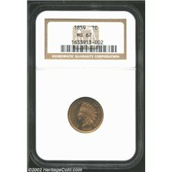1859 1C MS67 NGC. The difficulty with which the Mint experienced during production of the Flying Eag