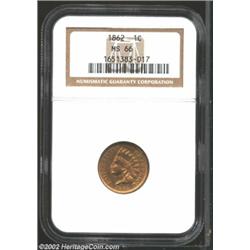 1862 1C MS66 NGC. This is a spectacular coin, well struck with seemingly pristine surfaces and rich.