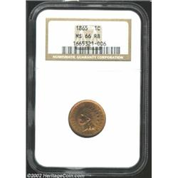 1865 1C MS66 Red and Brown NGC. Plain 5. Slight softness on the feathertips with nearly full-red col