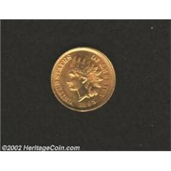 1865 1C Plain 5 MS64 Red Questionable Color Uncertified. A lustrous Cent that has not unattractive c