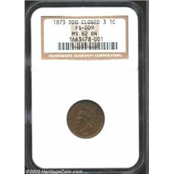 1873 1C Doubled LIBERTY MS62 Brown NGC. FS-009, Snow-1. In addition to the letters in the word LIBER