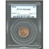 Image 1 : 1874 1C MS64 Red PCGS. Full mint luster shimmers over both sides in pleasing orange and red colors..