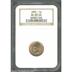 1883 1C MS65 Red NGC. A highly lustrous Gem that has gorgeous yellow-gold color. A tiny toning fleck