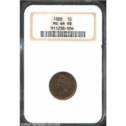 1888 1C MS66 Red and Brown NGC. Some nice red color peaks out from velvety burgundy surfaces. Free o