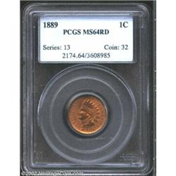 1889 1C MS64 Red PCGS. Slightly mellowed, full-red color with nice definition and a few tiny spots v