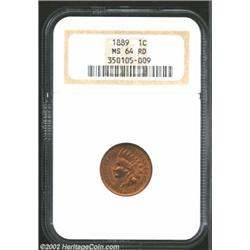 1889 1C MS64 Red NGC. Light obverse abrasions with a near-full strike and nice fiery-red color. Impo