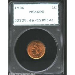 1906 1C MS66 Red PCGS. A nicely struck Gem that has powerful cartwheel luster and unabraded surfaces