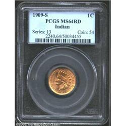 1909-S 1C MS64 Red PCGS. Bright golden color with some softness on the feather tips and a few small.