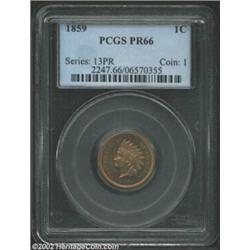 1859 1C PR66 PCGS. The present sale notwithstanding, the proof 1859 is not a common date when viewed