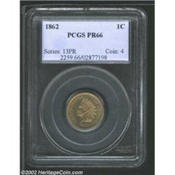 1862 1C PR66 PCGS. In addition to its status as the most common proof copper-nickel Indian Cent, the