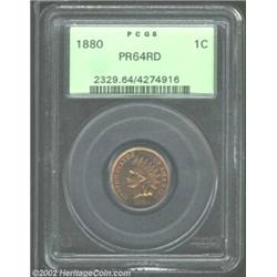 1880 1C PR64 Red PCGS. Red and reflective, with a terrific strike. A small planchet flake is seen at