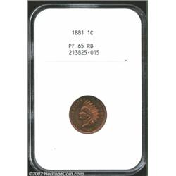 1881 1C PR65 Red and Brown NGC. The glittering mirrored fields have rich ruby-red and tan-gold color