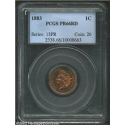 1883 1C PR66 Red PCGS. Perhaps surprisingly for a proof 1880s Indian Cent with a sizeable original d