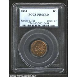 1884 1C PR66 Red PCGS. Bright, reflective surfaces exhibit beautiful golden-red colors on each side.