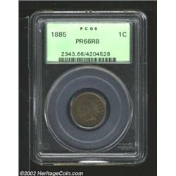 1885 1C PR66 Red and Brown PCGS. While time has subdued the fire of the original red, an appreciable