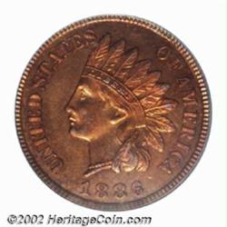 1886 1C Type Two PR64 Red PCGS. This is an intensely lustrous specimen striking with beautiful cherr