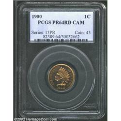 1900 1C PR64 Red Cameo PCGS. Great cameo contrast with some nice magenta accenting the original red.