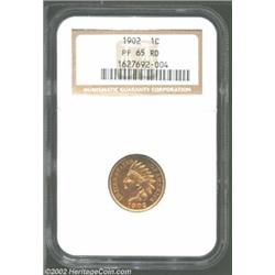 1902 1C PR65 Red NGC. A splendid orange-gold Gem with a bold strike and gorgeous surfaces. The E in.