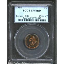 1904 1C PR65 Red PCGS. Deep and fiery red color accents reflective fields and well-struck devices. T