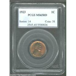 1923 1C MS65 Red PCGS. Blue and gold hues accent full original red surfaces on this Gem cent. Well-s