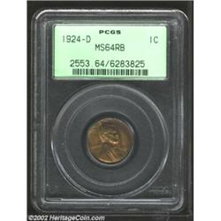 1924-D 1C MS64 Red and Brown PCGS. A unusually appealing example of this semi-key date issue, with i