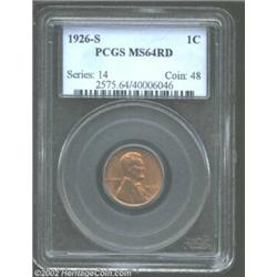 1926-S 1C MS64 Red PCGS. The mintage of 4.5 million pieces is only a partial indicator of the rarity