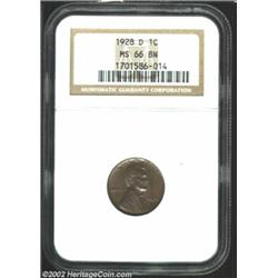 1928-D 1C MS66 Brown NGC. Fabulous and even milk-chocolate surfaces display slight blue undertones..