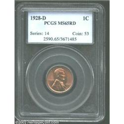 1928-D 1C MS65 Red PCGS. Ample luster drips from both sides of this fully red Gem. Several tiny obve