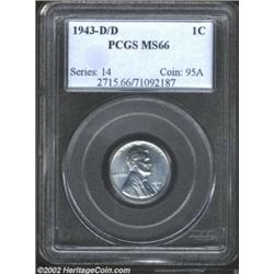 1943-D/D 1C MS66 PCGS. RPM-1, FS-019. This is the most desirable of the numerous (17, to be exact) r