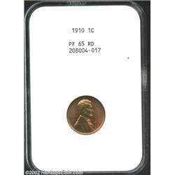 1910 1C PR65 Red NGC. A razor-sharp Gem that has attractive surfaces and iridescent orange and olive