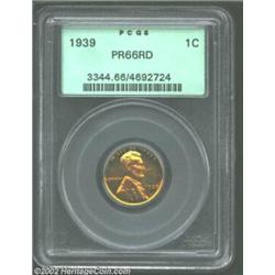 1939 1C PR66 Red PCGS. A deep and fiery red hue covers both sides of this Gem. Nicely struck and hig