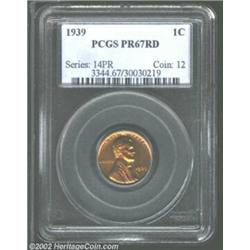 1939 1C PR67 Red PCGS. One of only nine so graded specimens at PCGS (none are finer, 10/02), this co