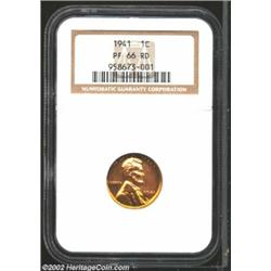 1941 1C PR66 Red NGC. Glittering, watery surfaces are tinged in orange patina. Important notice: We.