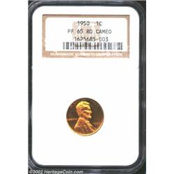 1950 1C PR65 Red Cameo NGC. A sharply struck Gem with beautiful orange-gold color. A wispy handling.