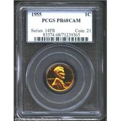 1955 1C PR68 Red Cameo PCGS. Monumentally struck, with blazing red-orange color and amazingly deep m