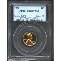 1956 1C PR68 Cameo PCGS. Golden patina with outstanding cameo contrast and essentially flawless surf