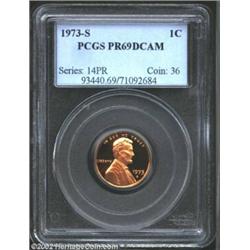 1973-S 1C PR69 Deep Cameo PCGS. A spectacular example that has radiant orange-red color and unimprov