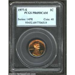 1977-S 1C PR69 Deep Cameo PCGS. This is a boldly contrasted Superb Gem whose fully lustrous surfaces