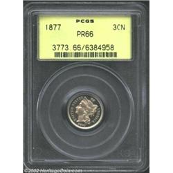 1877 3CN PR66 PCGS. Few 1877 Three Cent Nickels qualify at this lofty grade level. The fields are de