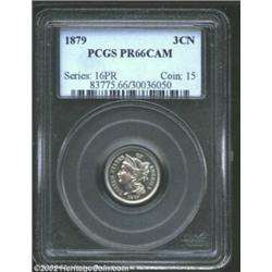 1879 3CN PR66 Cameo PCGS. Brilliant and essentially immaculate with splendid eye appeal. Important n