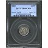 Image 1 : 1889 3CN PR66 Cameo PCGS. Attractive pastel gold and steel-blue color. The legends and devices are n