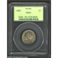 1888 5C PR65 PCGS. Fully struck with a nice and even gold tone. Both sides shimmer with exuberant lu