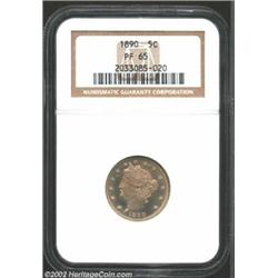 1890 5C PR65 NGC. Vibrant golden-orange iridescence on the obverse confirms the originality of this.