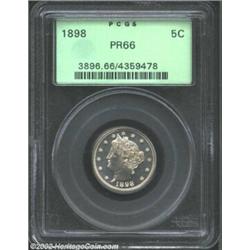 1898 5C PR66 PCGS. Fully struck with flashy, highly reflective fields, the proof surfaces are seemin
