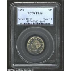 1899 5C PR66 PCGS. Blushes of delicate golden patina adorn both sides of this impeccable, well mirro