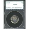 Image 1 : 1909 5C PR64 PCGS. This is an attractive proof near-Gem, in an early PCGS holder. A curly thread or.