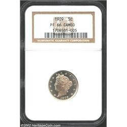 1909 5C PR66 Cameo NGC. A superlative strike and immaculate preservation are seen upon the satiny, a